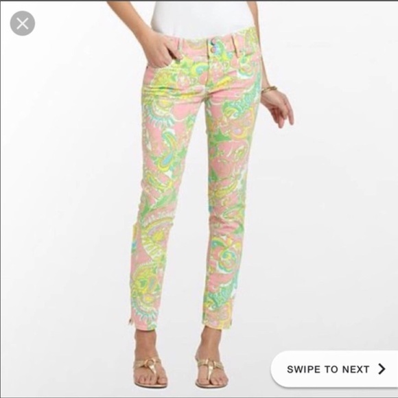 LILLY PULITZER “WORTH” SKINNY JEANS W/ ANKLE ZIPPERS - Picture 9 of 13